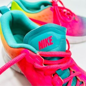 Nike Girls Free Express 5.0 Rainbow Running Shoes